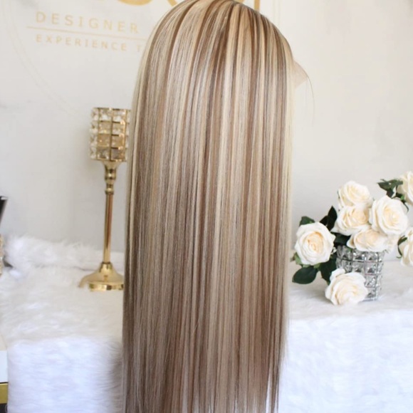 💫 22” BLONDE & BROWN HIGHLIGHTS STRAIGHT LACE FRONT WIG *NEW* - Picture 5 of 6